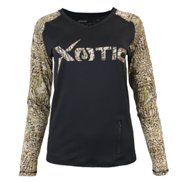 HD Camo Black Body Long Sleeve Women's Performance Shirt - Xotic Camo & Fishing Gear -WHDBBLSPS100S